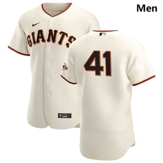 San Francisco Giants 41 Wilmer Flores Men Nike Cream Home 2020 Authentic Player MLB Jersey